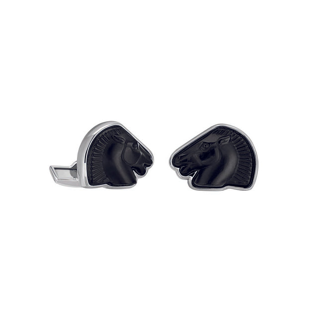 Lalique Mascottes Cheval Cufflinks, Black