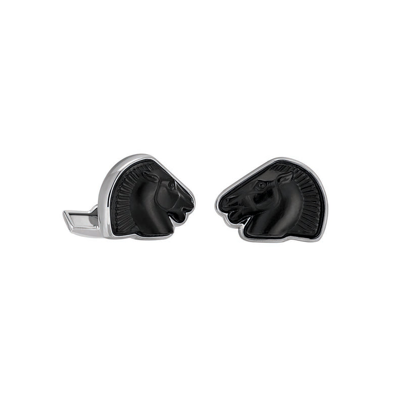 Lalique Mascottes Cheval Cufflinks, Black