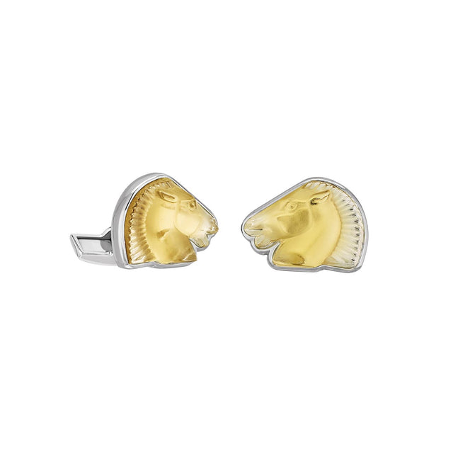 Lalique Mascottes Cheval Cufflinks, Amber