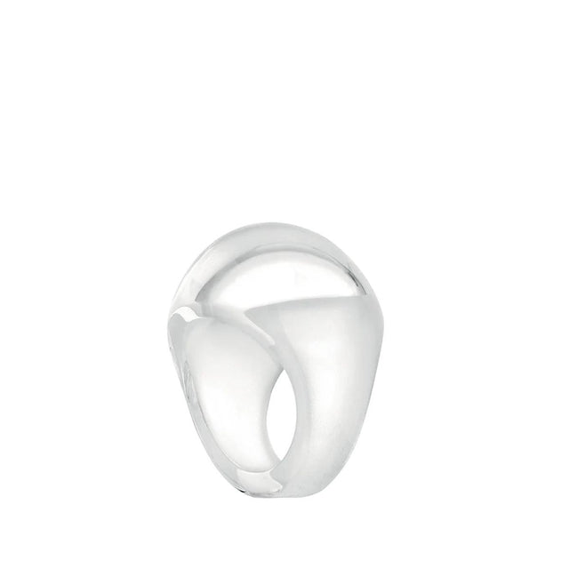 Lalique Cabochon Clear with White Patina Ring, Size 49