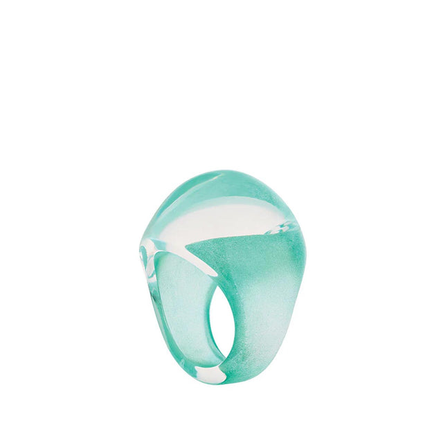 Lalique Cabochon Clear with Green Patina Ring, Size 53
