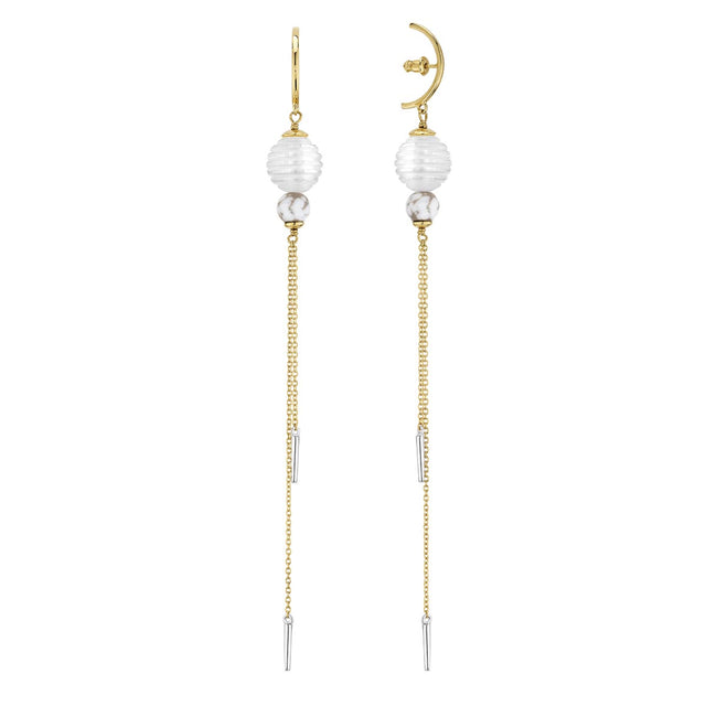 Lalique 1928 Clear Long Gold Marble Earrigns