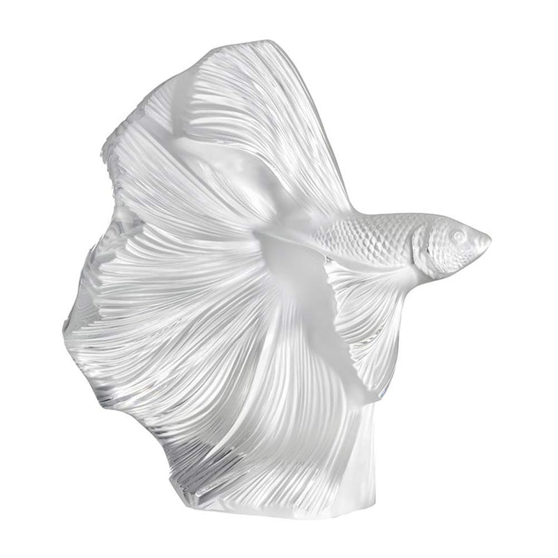 Lalique Fighting Fish Large Clear Sculpture
