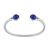Lalique Cabochon Flexible Silver Bangle, Blue
