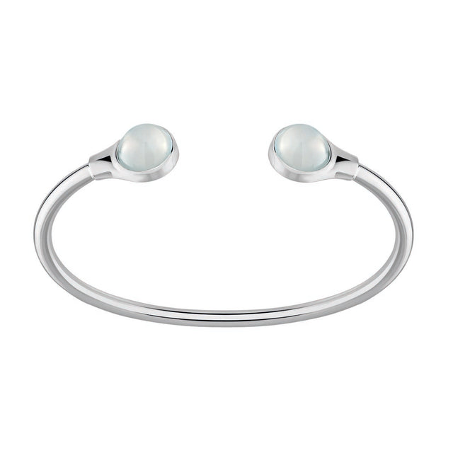 Lalique Cabochon Flexible Silver Bangle, Opalescent
