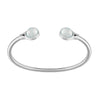 Lalique Cabochon Flexible Silver Large Bangle, Opalescent