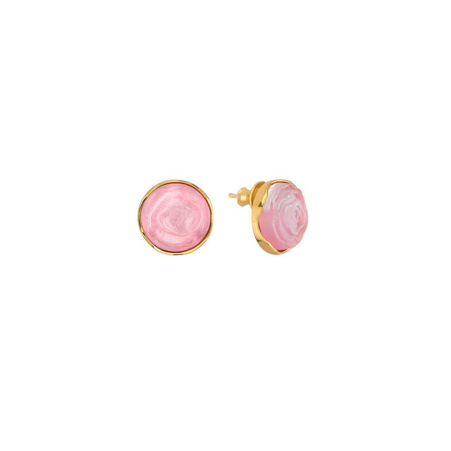 Lalique Pivoine Clear Gold Earrings, Pink