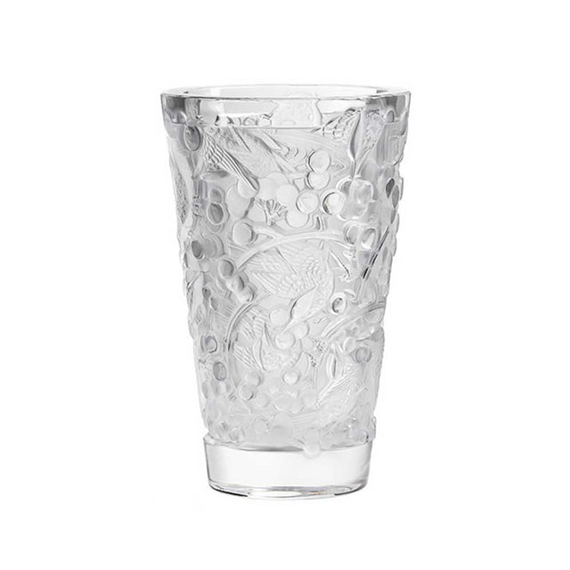 Lalique Merles Et Raisins Vase, Clear