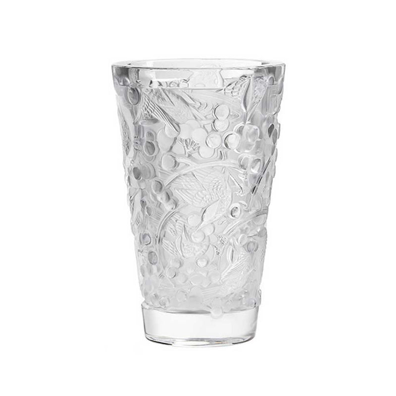 Lalique Merles Et Raisins Vase, Clear