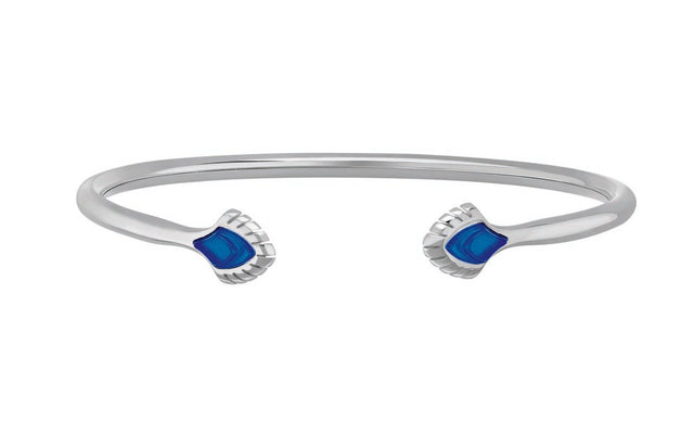 Lalique Paon Flexible Silver Bangle, Blue