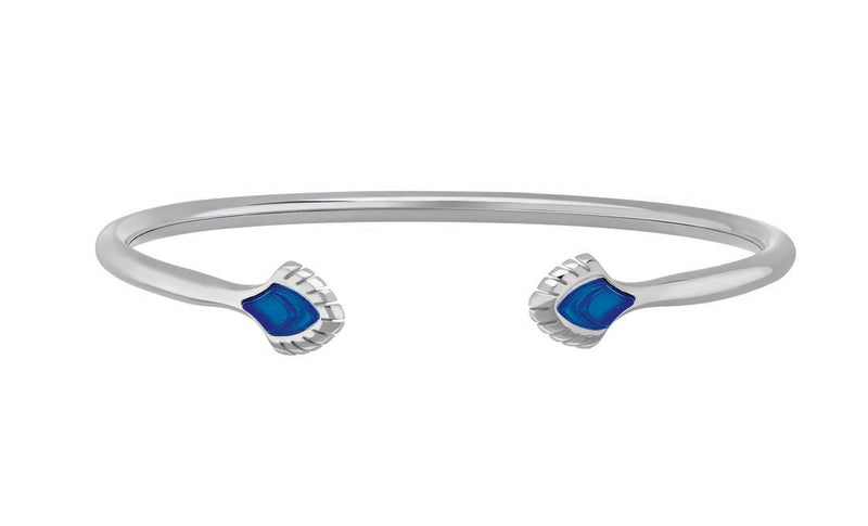 Lalique Paon Flexible Silver Large Bangle, Blue