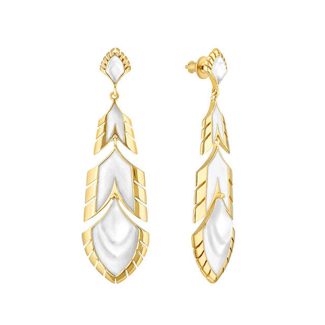 Lalique Paon White Long Earrings

