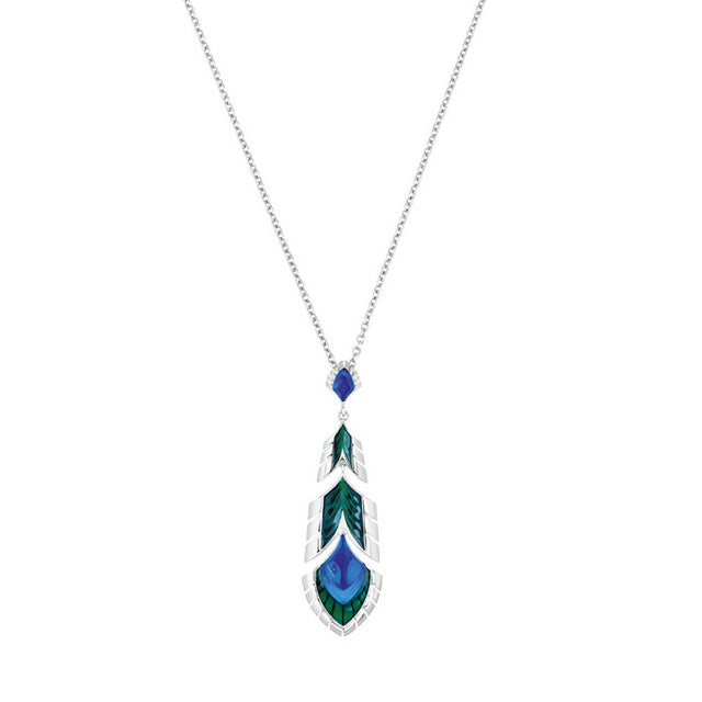 Lalique Paon Blue Long Pendant
