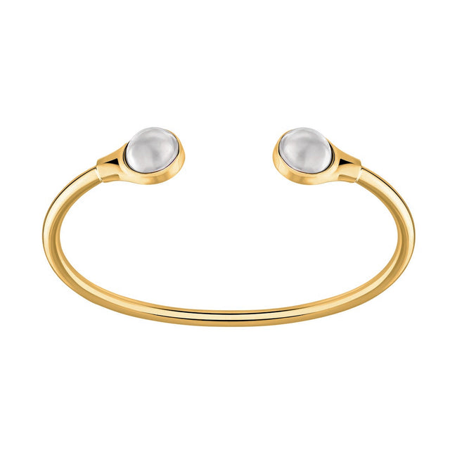 Lalique Cabochon Flexible Silver Bangle, White