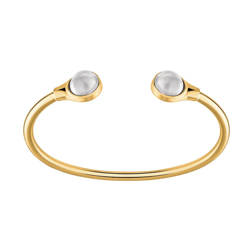 Lalique Cabochon Flexible Silver Bangle, White