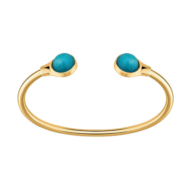 Lalique Cabochon Flexible Gold Bangle, Blue