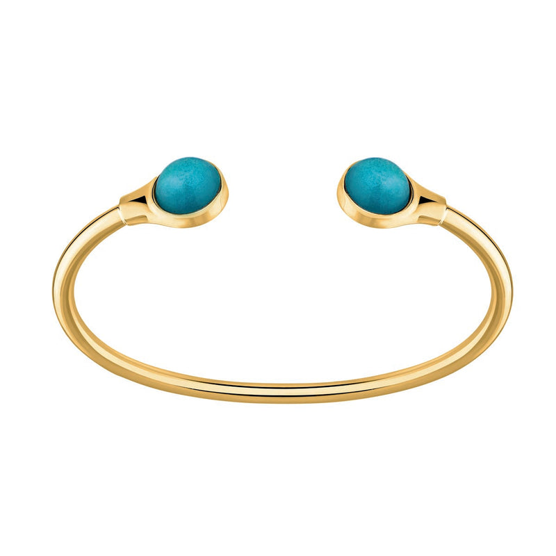 Lalique Cabochon Flexible Gold Bangle, Blue