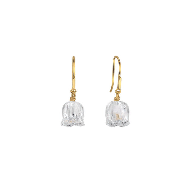 Lalique Muguet Vermeil Gold Stud Earrings