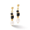 Coeur De Lion Pearls & Onyx Earrings, Gold