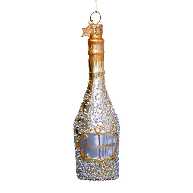 Vondels Golden Champagne Bottle Ornament