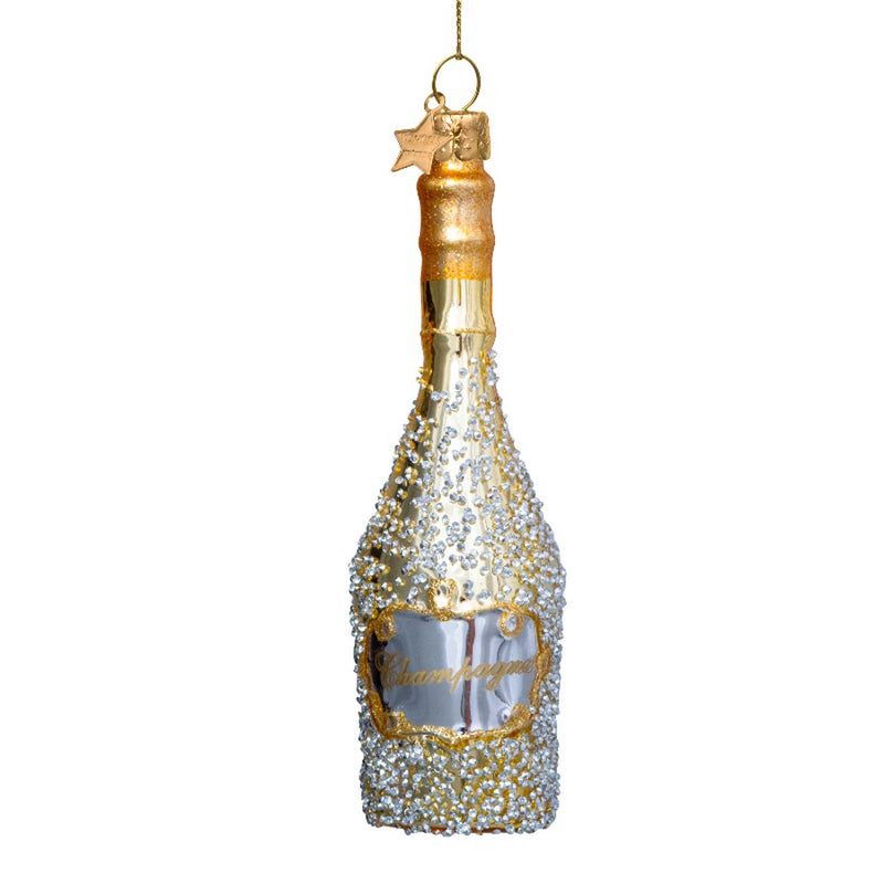 Vondels Golden Champagne Bottle Ornament