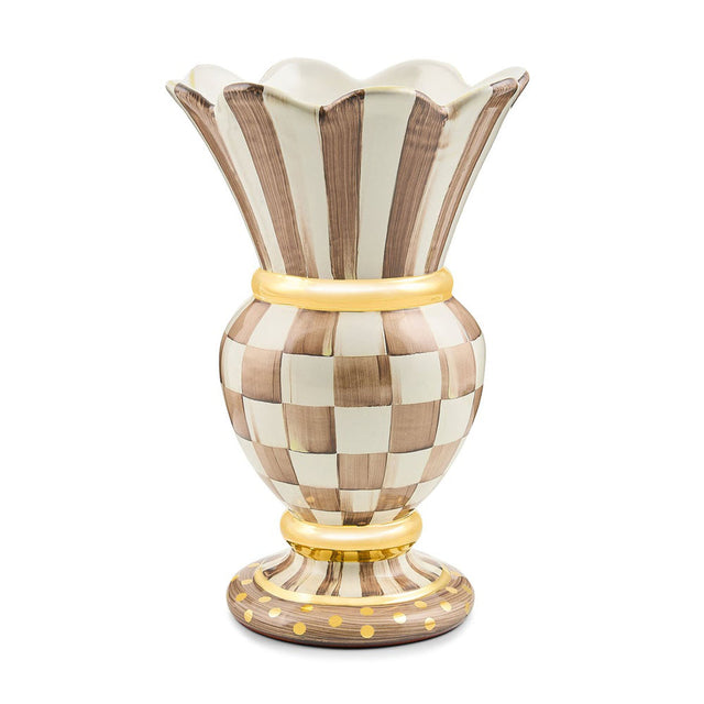 Mackenzie-Childs Mocha Check Ceramic Great Vase