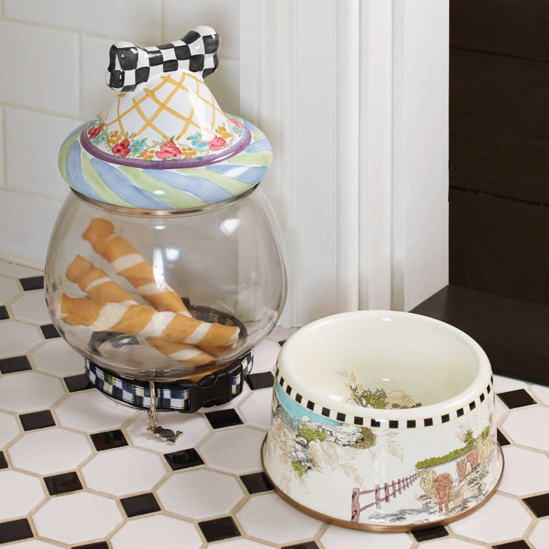 Mackenzie-Childs Courtly Check Canine Cookie Jar #5