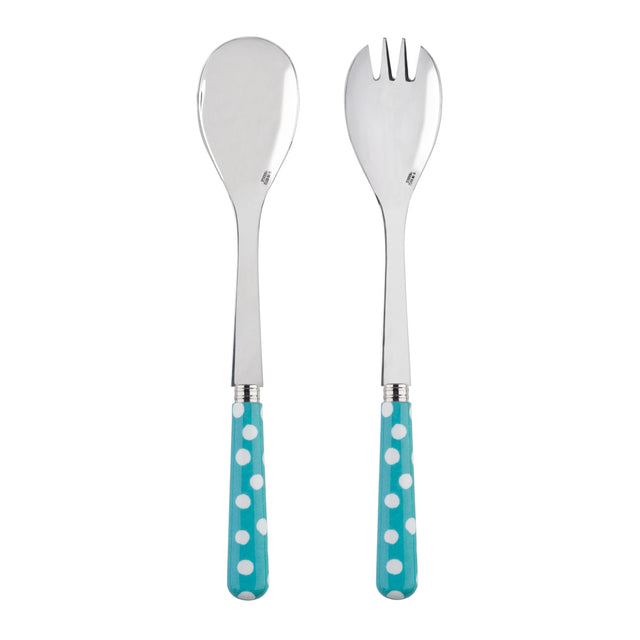 Sabre White Dots Turquoise 27cm Salad Set (2 Pcs)