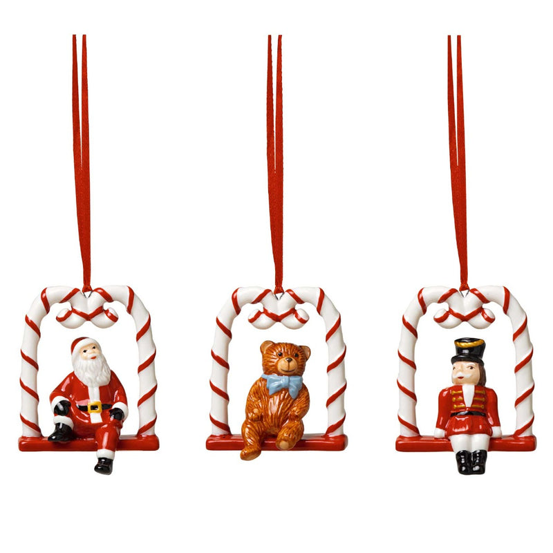 Villeroy & Boch Nostalgic Ornaments Harlequin, Teddy & Santa, Set of 3
