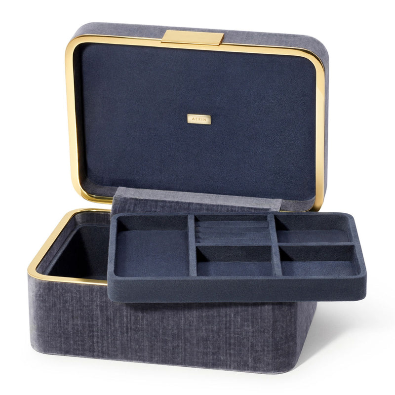 Aerin Beauvais Velvet Jewelry Box, Dusk Blue