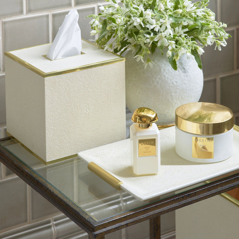 Aerin Classic Shagreen Tissue Box Cover, Cream
