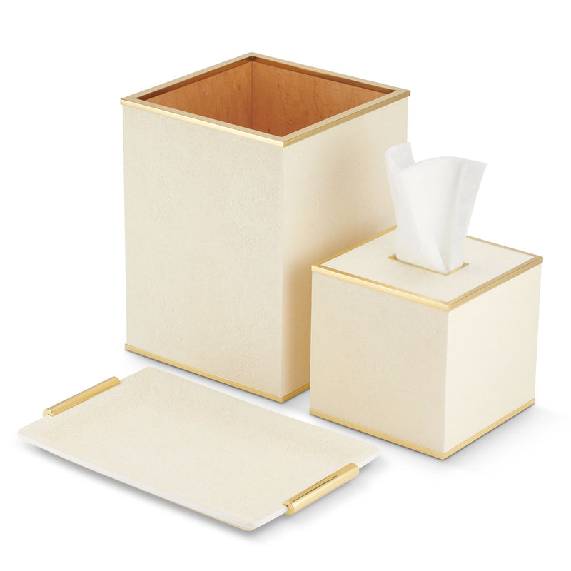 Aerin Classic Shagreen Tissue Box Cover, Cream