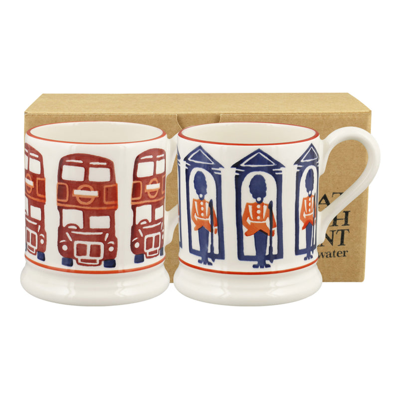 Emma Bridgewater London Bus & King's Guard set of 2 1/2 Pint Mugs (Boxed)