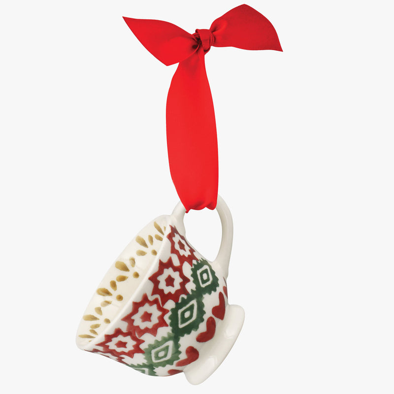 Emma Bridgewater Christmas Joy Tiny Teacup Hanging Ornament (Boxed)
