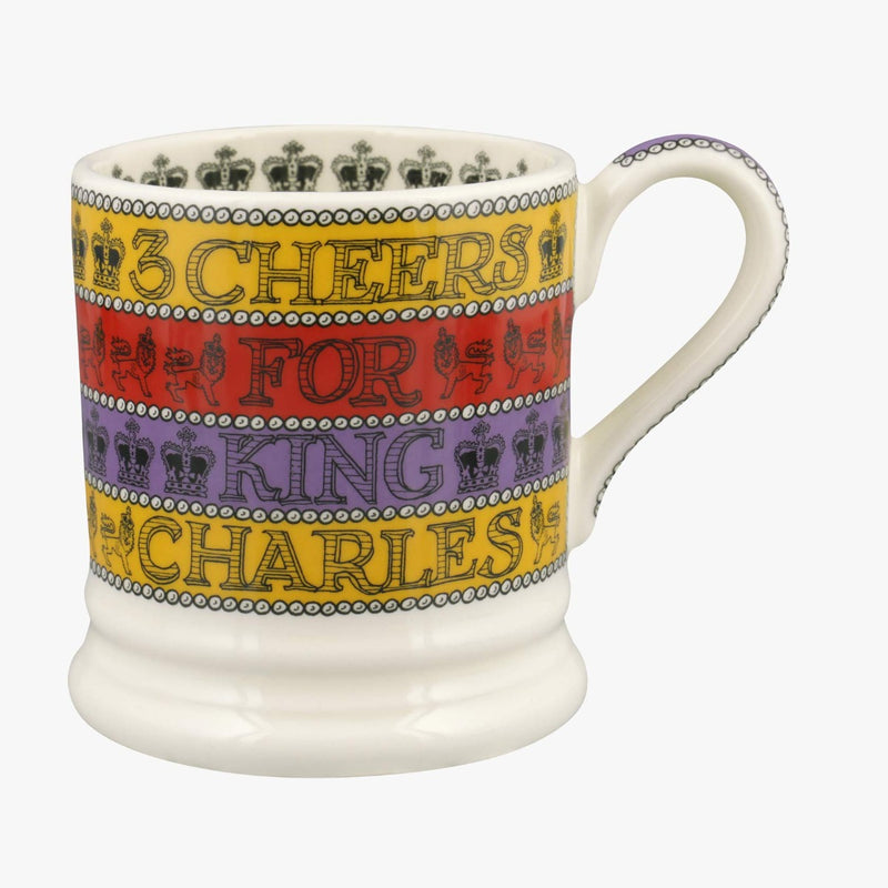 Emma Bridgewater 3 Cheers For King Charles III 1/2 Pint Mug
