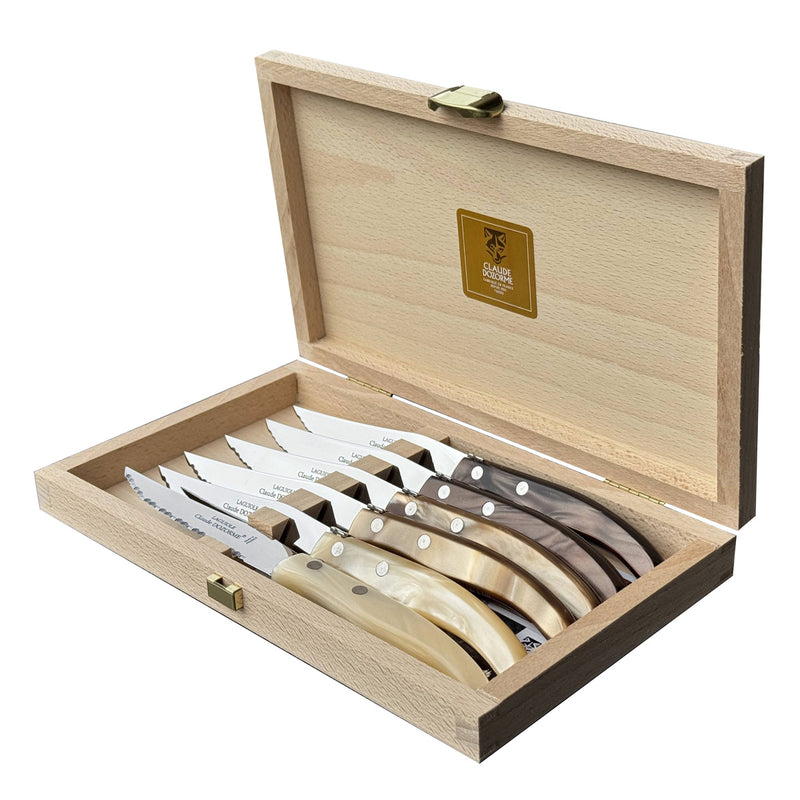 Berlingot Knives, Natural Brown, Set of 6, by Claude Dozorme
