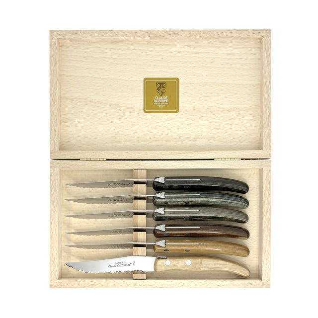 Berlingot Everwood Steak Forks, Mixed Wood, Set of 6, by Claude Dozorme