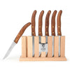 Grillade Steak Knives, Exotic wood, Wood Block, Set of 6, By Claude Dozorme