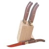 Super Laguiole Steak Knives, Exotic Wood, Wood Block, Set of 6, By Claude Dozorme