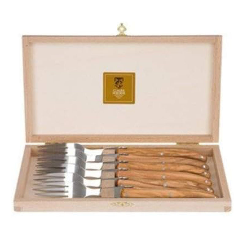 Laguiole Forks, Olive Wood, Set of 6, by Claude Dozorme
