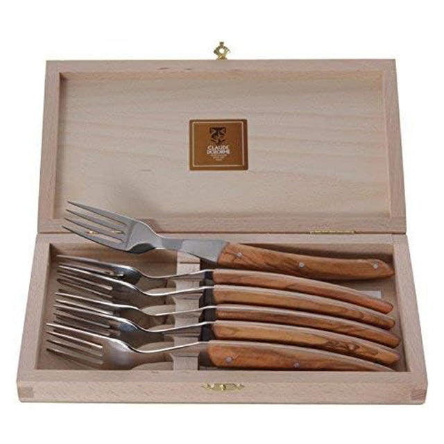 Laguiole Forks, Olive Wood, Set of 6, by Claude Dozorme