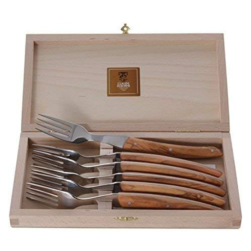 Laguiole Forks, Olive Wood, Set of 6, by Claude Dozorme