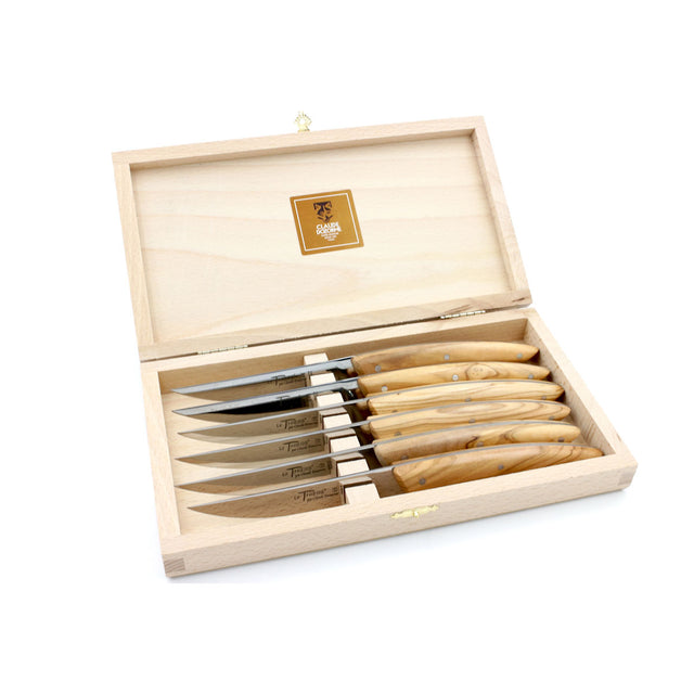 Thiers Knives, Set of 6, Olive Wood, by Claude Dozorme