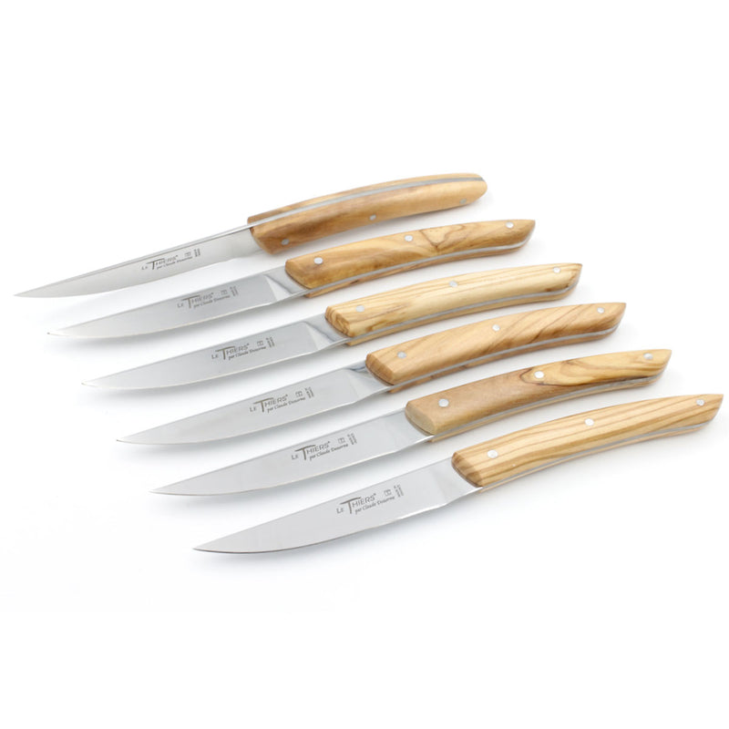 Thiers Knives, Set of 6, Olive Wood, by Claude Dozorme