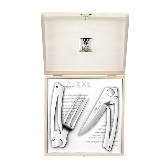 Theirs XXL Carving Set, Wood Box, Set of 2, by Claude Dozorme
