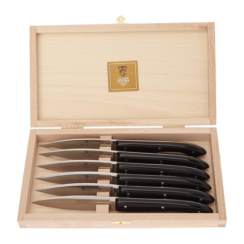 Capucin Steak Knives, Set of 6, Black Wood, by Claude Dozorme