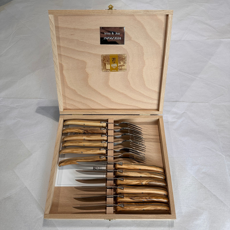 Super Laguiole Knives & Forks,  Rosewood, Set of 12, by Claude Dozorme