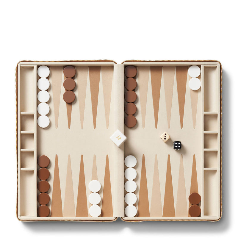 Aerin Enzo Travel Backgammon, Fawn