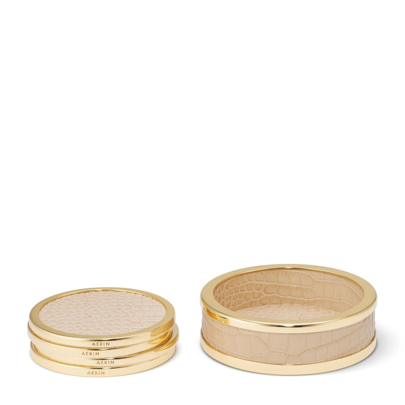 Aerin Classic Croc Leather Coasters, Fawn, Set of 4