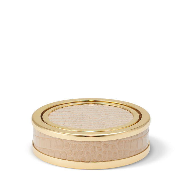 Aerin Classic Croc Leather Coasters, Fawn, Set of 4
